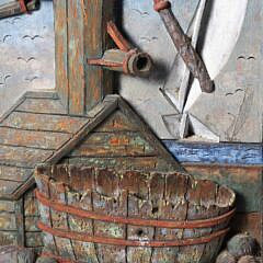 Rare 1912 James Walter Folger Carved and Painted Nantucket Folk Art Plaque “Sconset Pump 1776-1857”
