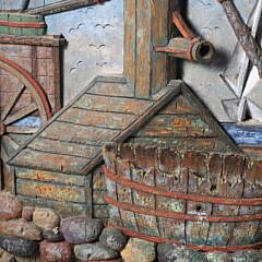 Rare 1912 James Walter Folger Carved and Painted Nantucket Folk Art Plaque “Sconset Pump 1776-1857”