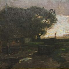 Henry Ward Ranger Oil on Canvas “Farmhouse at Sunrise”