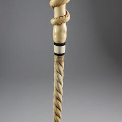 Whale Made Hand Clutching Snake Walking Stick, mid 19th Century
