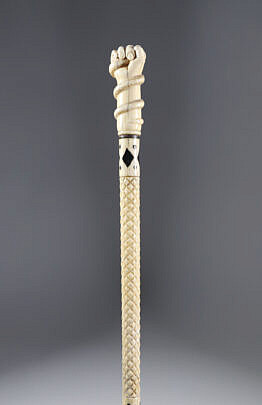Whaler Made Fist with Snake Walking Stick, Mid 19th Century