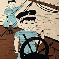 Vintage Reverse Painting on Glass of Young Sailor Boys