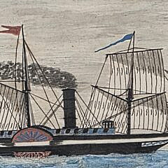 Antique American Folk Art Watercolor on Paper