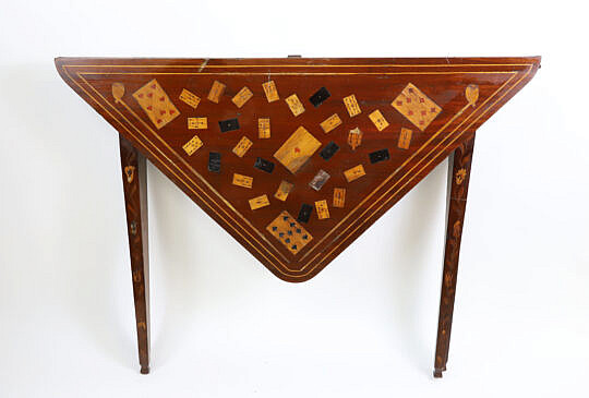 Dutch Marquetry Folding Gate Leg Card Table, circa 1800