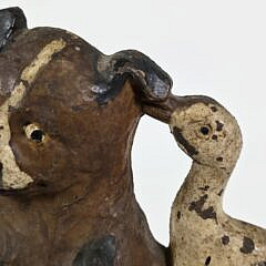 Scarce A.M. Greenblatt Antique Cast Iron Dog and Duck Doorstop, circa 1920s