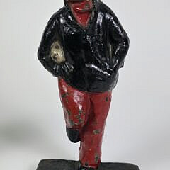 Antique Cast Iron Figural Football or Rugby Player Doorstop, circa 1920s