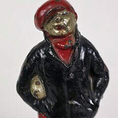Antique Cast Iron Figural Football or Rugby Player Doorstop, circa 1920s