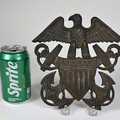 Antique Bronze Federal Eagle and Naval Anchor Door Knocker, circa 1920s