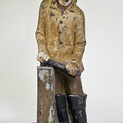 Scarce Antique Cast Iron Figural Old Salt Fisherman Doorstop, circa 1920s