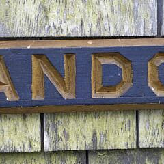 Antique Carved and Painted Ships Quarterboard Sign, “Belle Brandon”
