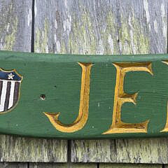 Antique Carved and Painted, “Jenny Lee”, Ships Quarterboard Plaque