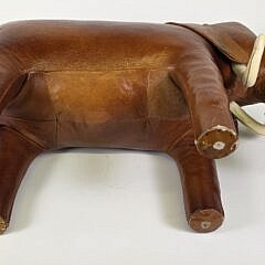 Vintage Dmitri Omersa Abercrombie & Fitch Leather Elephant Ottoman, 20th century