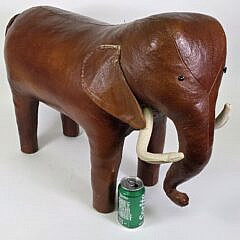 Vintage Dmitri Omersa Abercrombie & Fitch Leather Elephant Ottoman, 20th century