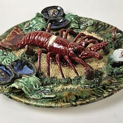 Antique Portuguese Palissy Ware Majolica Lobster Charger