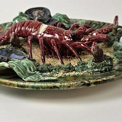 Antique Portuguese Palissy Ware Majolica Lobster Charger