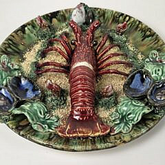 Antique Portuguese Palissy Ware Majolica Lobster Charger