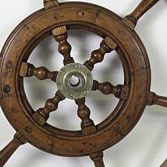Antique 6-Spoke Yacht Ships Steering Wheel, 20th century