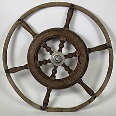 Antique 6-Spoke Yacht Ships Steering Wheel, 20th century