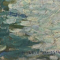 Morris Davidson Oil on Artists Board Impressionist Harbor Painting