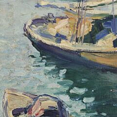Morris Davidson Oil on Artists Board Impressionist Harbor Painting