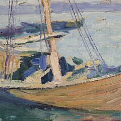 Morris Davidson Oil on Artists Board Impressionist Harbor Painting