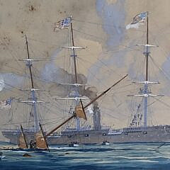 Worden G. Wood Watercolor and Gouache on Paper, “Sinking of the Alabama”