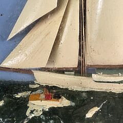 Antique Diminutive Sailboat Ship Shadowbox, 19th century