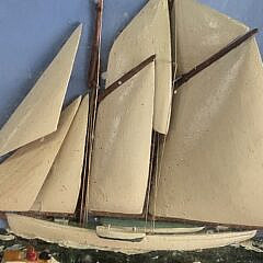 Antique Diminutive Sailboat Ship Shadowbox, 19th century