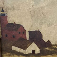 Antique American Folk Art Oil on Board Painting, “Brant Point Lighthouse”, Nantucket, 19th Century
