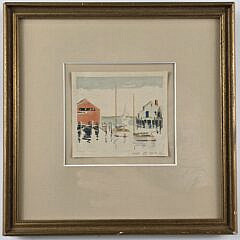 Scarce Doris and Richard Beer Watercolor on Paper, “Killens Wharf”, Nantucket