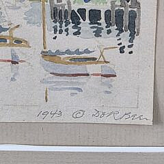Scarce Doris and Richard Beer Watercolor on Paper, “Killens Wharf”, Nantucket
