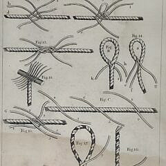 Two Antique Naval Maritime Colored Lithographs, “Bending the Foresail”, and, “Splicing”