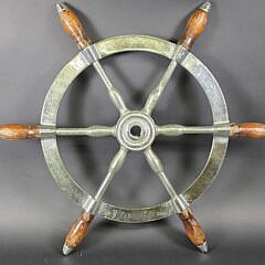 Vintage Chrome Plated Six-Spoke Yacht Ships Steering Wheel, 20th century