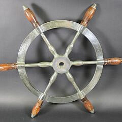 Vintage Chrome Plated Six-Spoke Yacht Ships Steering Wheel, 20th century