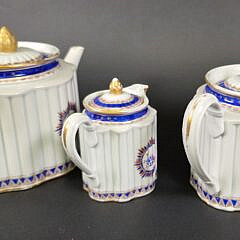 Antique Samson Porcelain Three Piece Coffee Set, 19th century