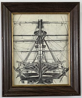 4249-955 Ship Rigging Pencil Drawing A