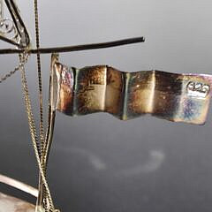 925 Sterling Silver Filigree Three Master Clipper Ship Model, 20th century