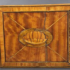 Antique British Regency Satinwood Conch Shell Inlaid Tea Caddy, 19th century