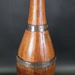 Antique English Oak Brass Bound Barrel Bottle, 19th century