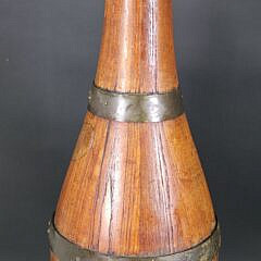 Antique English Oak Brass Bound Barrel Bottle, 19th century