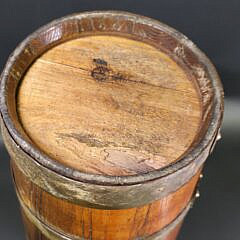 Antique English Oak Brass Bound Barrel Bottle, 19th century
