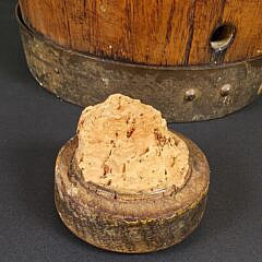 Antique English Oak Brass Bound Barrel Bottle, 19th century