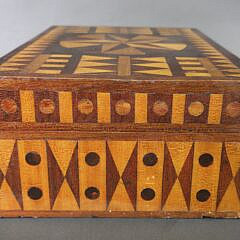Antique American Multiwood Geometric Inlaid Box, 19th century