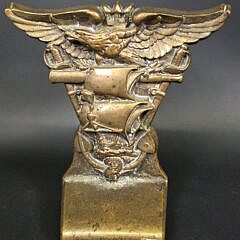 Antique American Solid Brass Naval Maritime Doorstop, circa 1920s