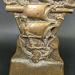 Antique American Solid Brass Naval Maritime Doorstop, circa 1920s