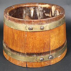 Antique English Oak Brass Bound Graduated Ships Barrel Bucket, 19th century