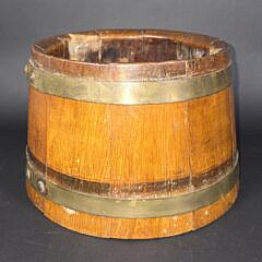 Antique English Oak Brass Bound Graduated Ships Barrel Bucket, 19th century