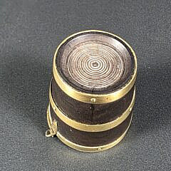 Antique English Brass Bound Miniature Treenware Peat Bucket