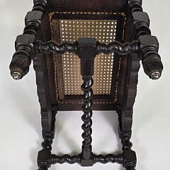Antique English Oak Figural Carved Cane Seat Joint Stool, 18th century