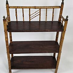 Antique English Bamboo Three Tier Etagere Bookshelf, 19th century